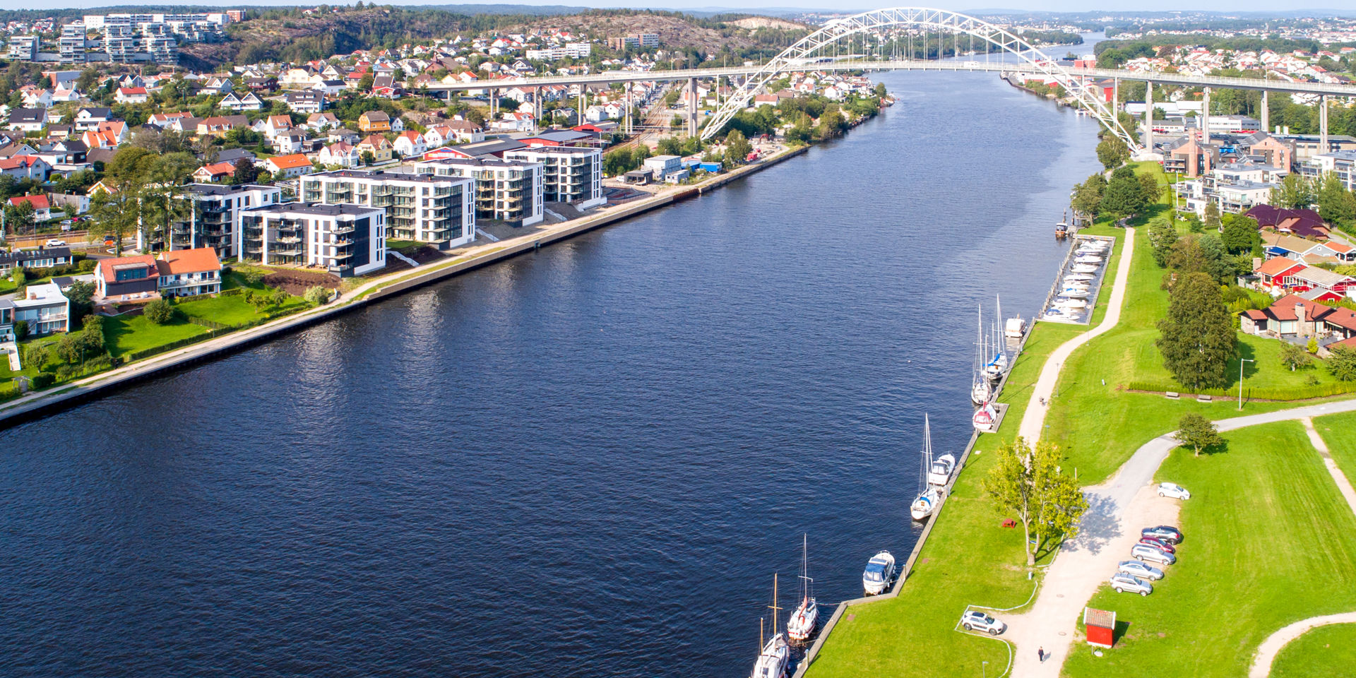 Glomma renner gjennom Fredrikstad. Prosjektet ligger sentralt.